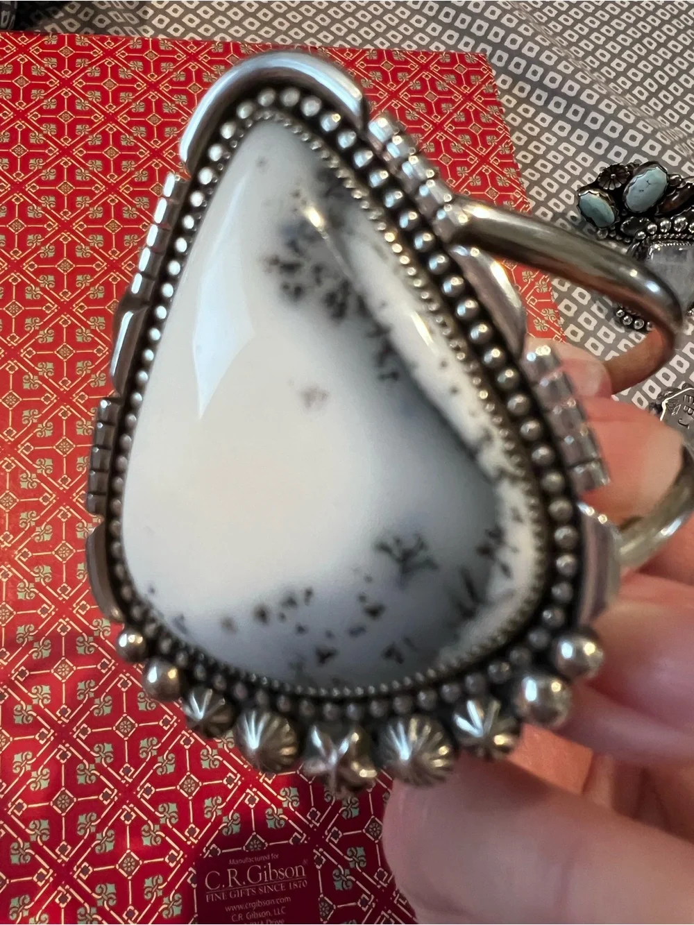 Montana agate Black-and-White Triangle Cuff Bracelet